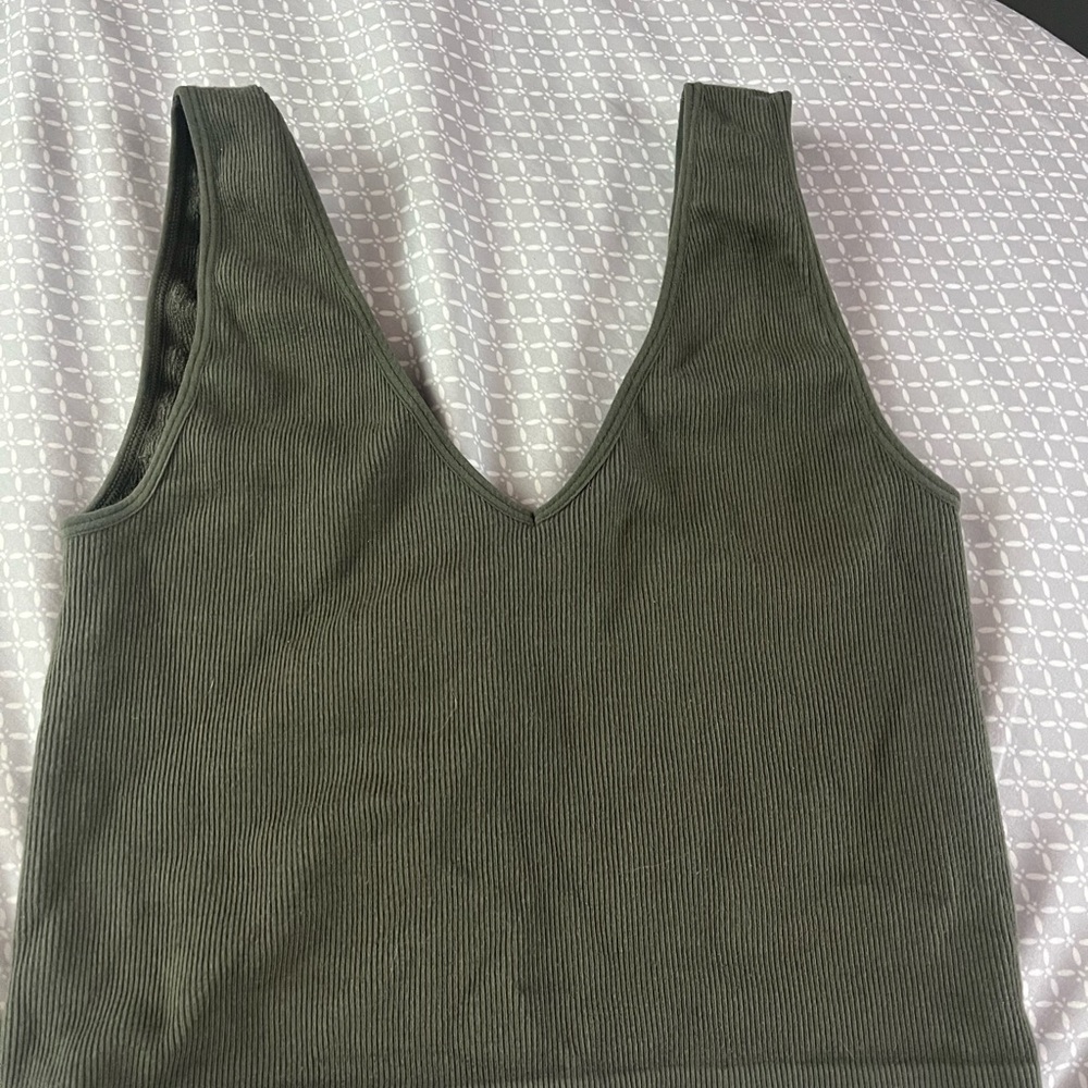 By Together Green Sleeveless Crop Tank Top